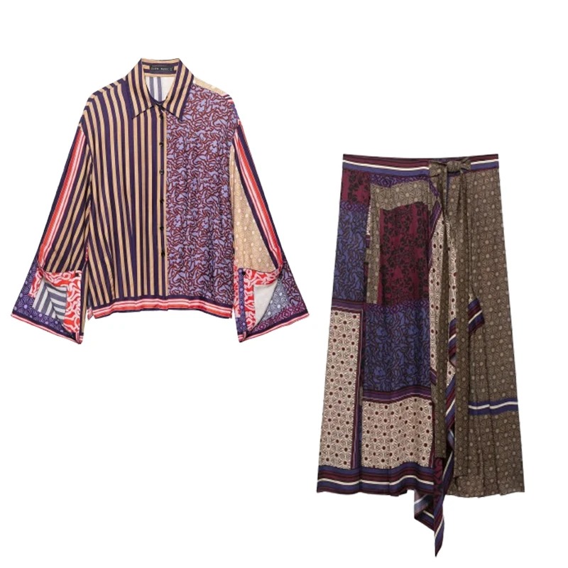 Shirt Camp Collar - 2026 Elegant Chic Printed Sarong Skirts