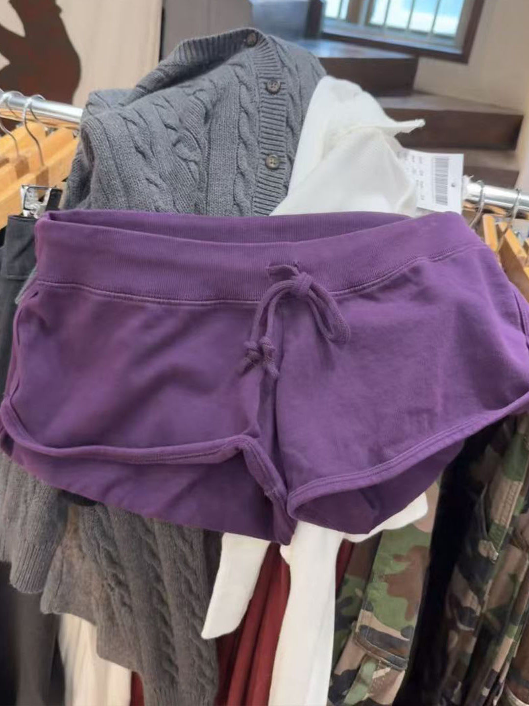 Purple Cotton Short Pant Women - Short Linen Drawstring recension och pris