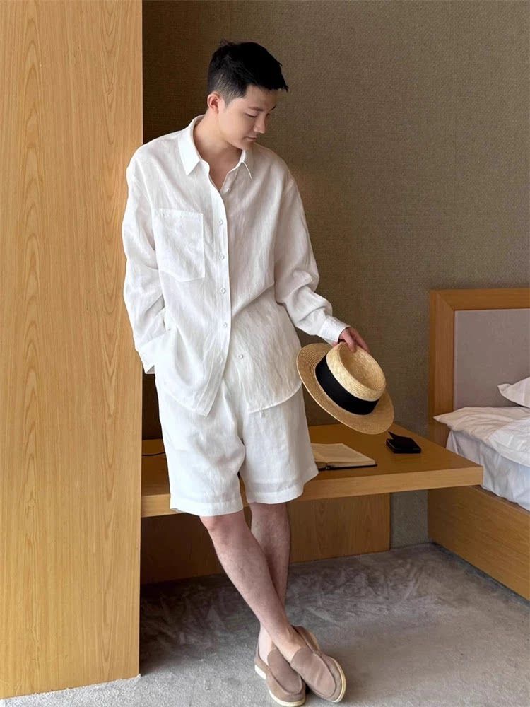 Summer Fashionable Linen Set M - Linen Shirt Breathable recension och pris