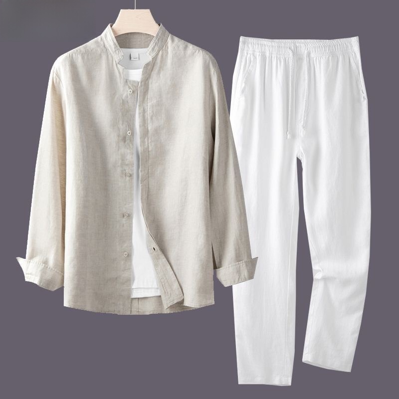 White Long Sleeve Shirt And Lo - Linen Shirt Breathable recension och pris