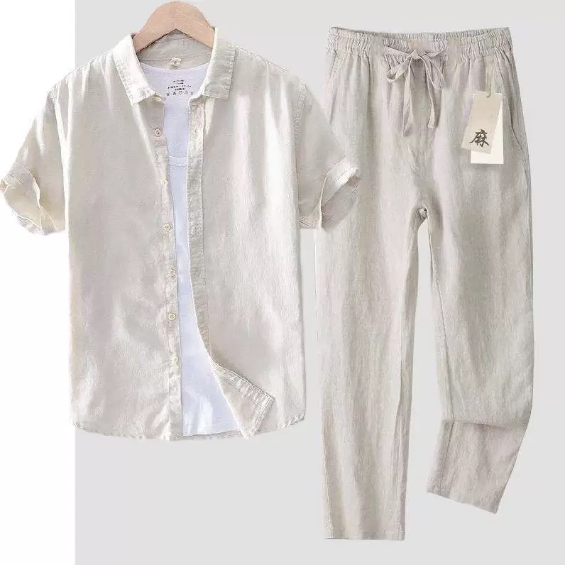 Pure Linen Cotton Shirt Men's  - Linen Shirt Breathable recension och pris