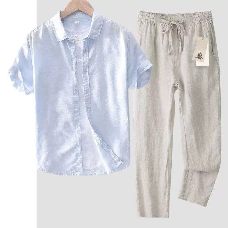 Pure Linen Cotton Shirt Men's  - Linen Shirt Breathable recension och pris