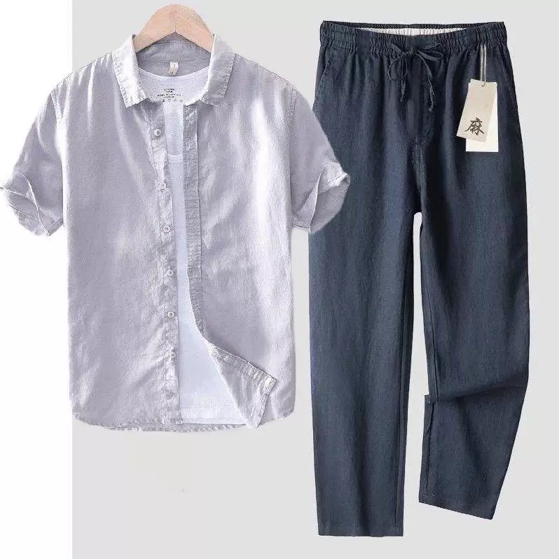 Pure Linen Cotton Shirt Men's  - Linen Shirt Breathable recension och pris